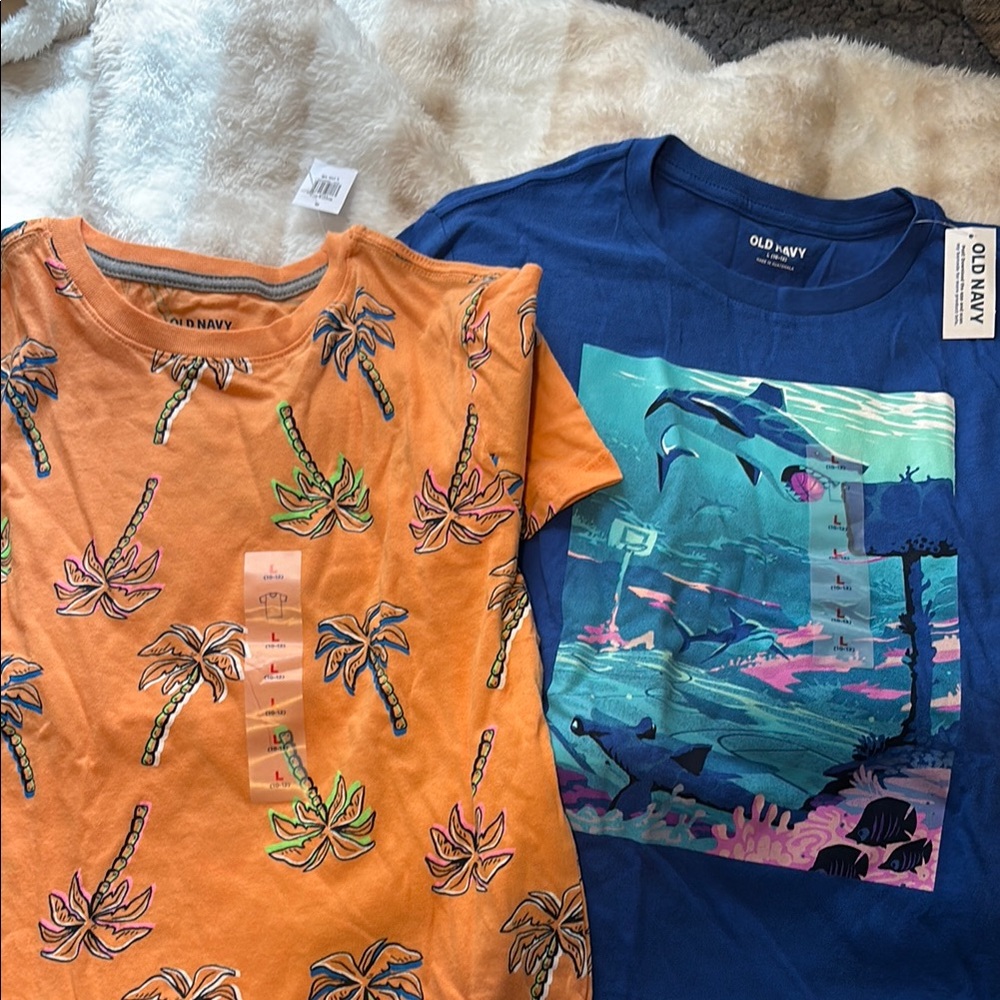 Old Navy Orange and Blue Short Sleeve Tees 2 shirts